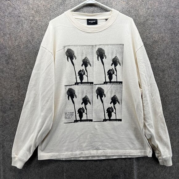 The Kooples Other - The Kooples Sweatshirt Mens Large Beige Palms Floral Graphic Pullover Knit